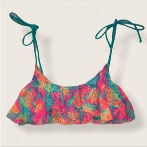Victoria Secret Pink Tie dye Swim bra top Lace Large Rainbow NWOT